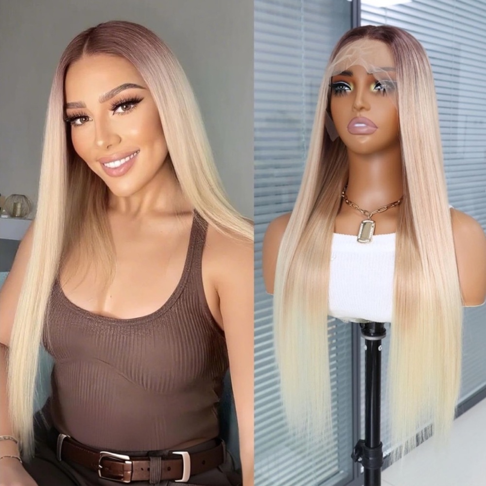 Ombre Brown Blonde Lace Front Wig Pre Plucked with 13x4 24 Inches NEW